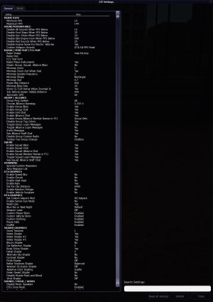 CIT settings menu.