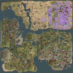 F11 map with markers and turf areas visible