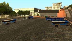 Bus Driver job area with buses
